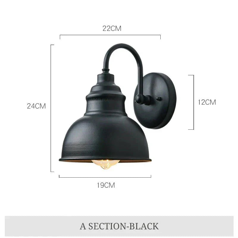 Skanto | Vanntett Retro Utendørs Hage Veranda Vegglampe: Vintage Jern Vegglampe for Korridor, Trapp, Gårdsplass, Balkong, Villa