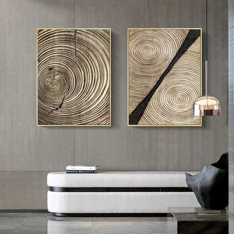 Naturale abstrakte treetree ringer veggkunst Fine Art lerretutskrifter bilder for stue, spisestue, hjemmekontor kunstdekor | Skanto
