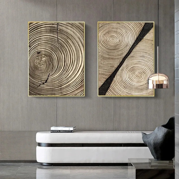 Naturale abstrakte treetree ringer veggkunst Fine Art lerretutskrifter bilder for stue, spisestue, hjemmekontor kunstdekor | Skanto