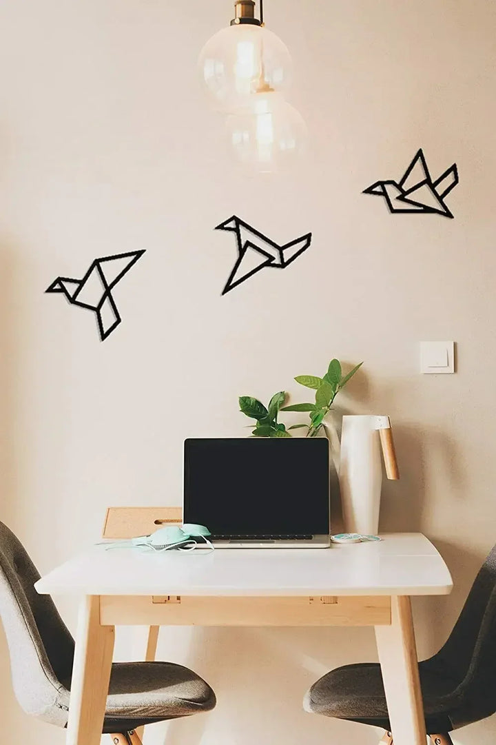 Set of 3Pcs Iron Geometric Birds 3D Wall Decoration For Nordic Living Room Dining Room Bedroom Wall Decor | Skanto