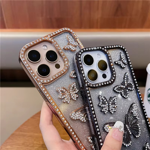 Skanto | Luksus Glitter Sommerfugl Rhinestone Sak for iPhone