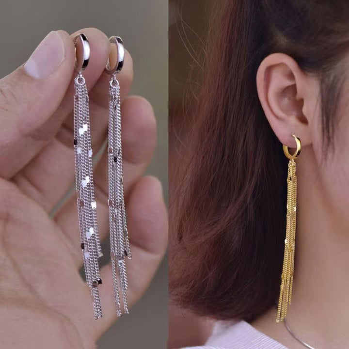 Skanto | Elegant Flow Lange Metal Frynse Øredobber