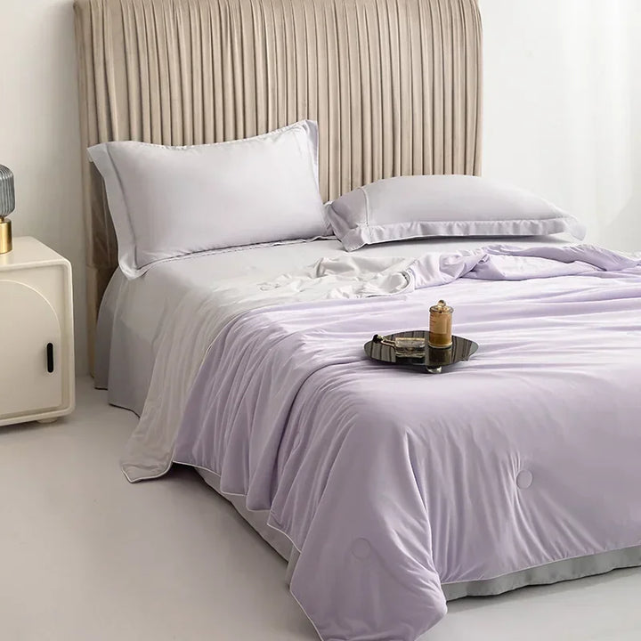 Air Condition Sommer Komforter — Ren Farge Is Silke Kjøleteppe, Lett & Glatt Twin/King Størrelse Quilt | Skanto