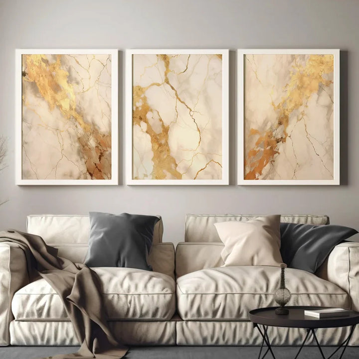 Modern Black Beige Gold Fluid Marble Print Abstract Wall Art Fine Art Canvas Prints Pictures for Living Room Bedroom Decor | Skanto