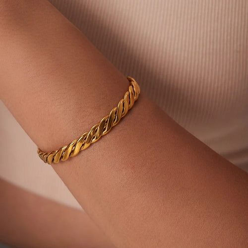 Skanto | 18k Chunky Gull Vevd Bangle Armbånd
