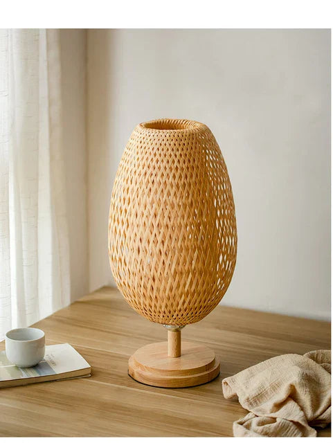 Skanto | Rattan lampe - Trinnløs dimbar kurvlampe for soveroms- og stuedekorasjon