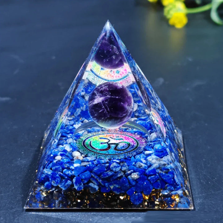 Skanto | Orgonitt-pyramide helbredelse krystaller energigenerator med ametyst pendel - Reiki chakra meditasjonsverktøy og romdekor