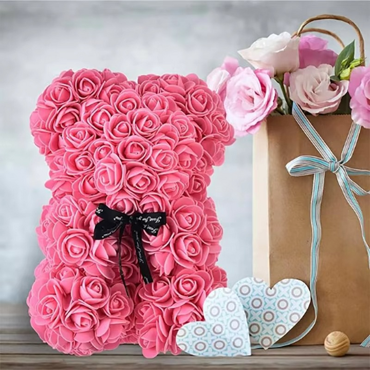 Skanto | 9.8in Kunstig Rose Teddy Bjørn Gave med Presentasjonsboks - Romantisk Jubileum eller Valentines Dag Dekor