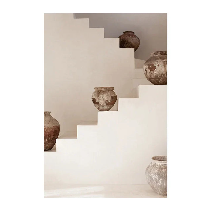 Neutral Colors Terracotta Still Life Vase Wall Art Fine Art Canvas Print Poster Architectural Images for Modern Living Room Bedroom Home Deco | Skanto
