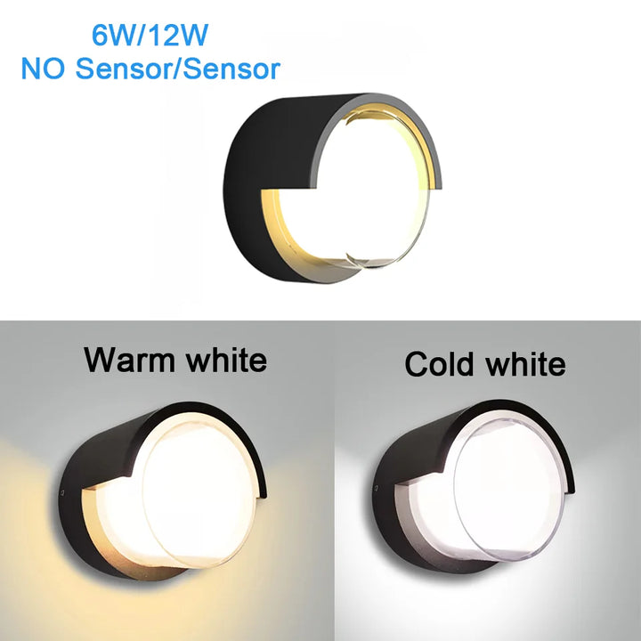 Skanto | LED Vegglampe LumoGuard | Med Radar Bevegelsessensor | 6W/12W | Varm & Kald Hvit | IP66 Vanntett