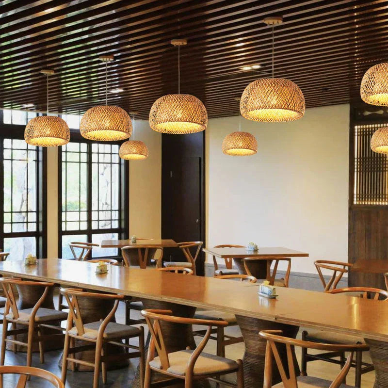 Skanto | Luxora Håndvevd Bamboo Pendellampe - Miljøvennlig Taklampe