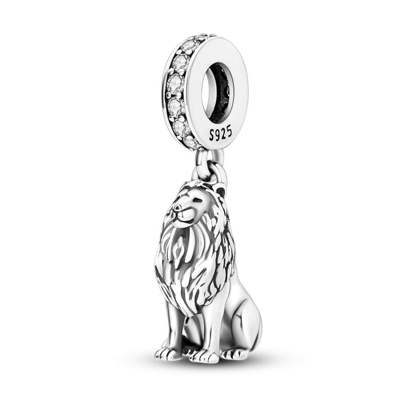 Skanto | 925 Sølv Gylden Leopard Charms Perler Fargerik Kameleon Nesehorn Løve Skarabé Katt Anheng Kompatibel med Original Pandora Armbånd Smykker