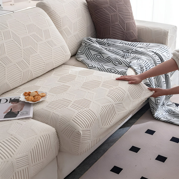 Jacquard Sofa Cover med Geometrisk Mønster – Myk & Katt-vennlig | Perfekt for Beskyttelse og Koselige Oppholdsrom | Skanto