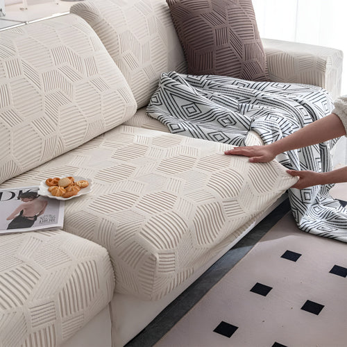 Jacquard Sofa Cover med Geometrisk Mønster – Myk & Katt-vennlig | Perfekt for Beskyttelse og Koselige Oppholdsrom | Skanto