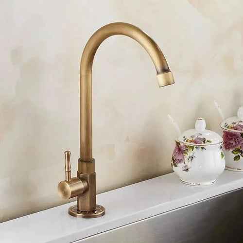 Antiker Messing-Schwanenhals-Wasserhahn für die Küche