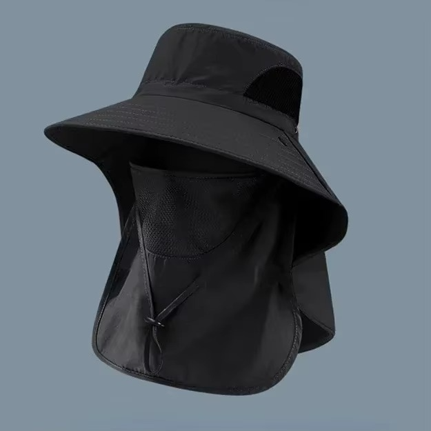 Skanto | UV-beskyttelse utendørs solhatt med bred brim og nakkeflapp for fotturer, fiske og camping