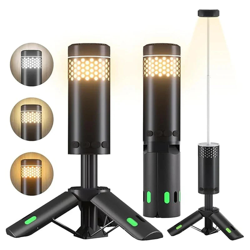 Norvo | LumaPeak Campinglampe | 10 000 mAh Batteri | Teleskopisk Design & Stativ | Dimmbar med SOS Funksjon | Utendørs & Nødlampe