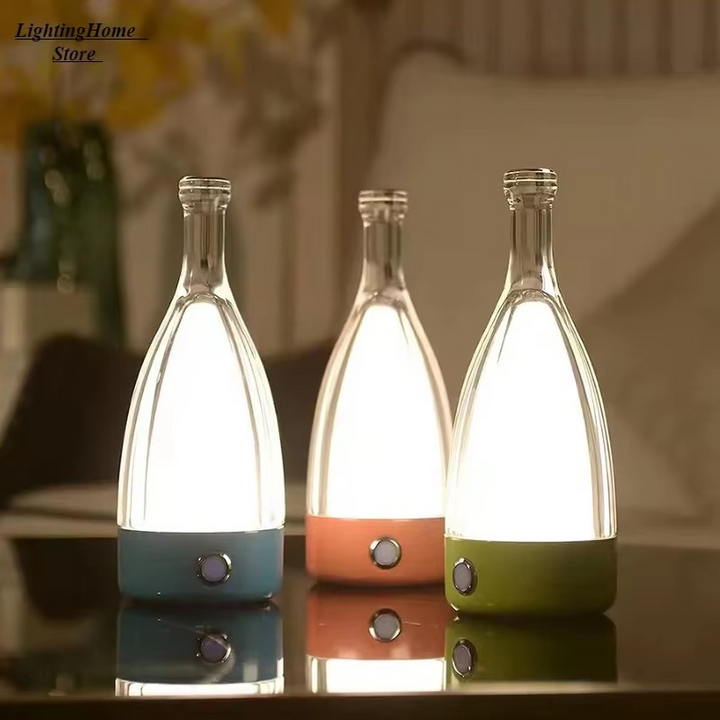 Skanto | Vinflaske Skrivebord Lampe med Bluetooth Høyttaler – Oppladbar Moderne Kveldsbelysning