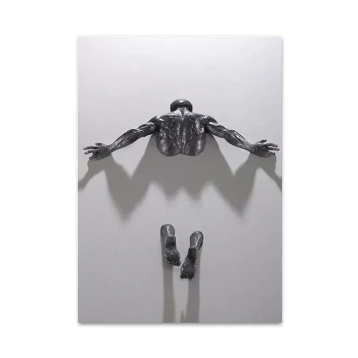 Modern Urban Abstract Iron Statue Wall Art Fine Art Canvas Prints 3D Visualization Figure Art Pictures For Minimalist Apartment Wall Decor | Skanto