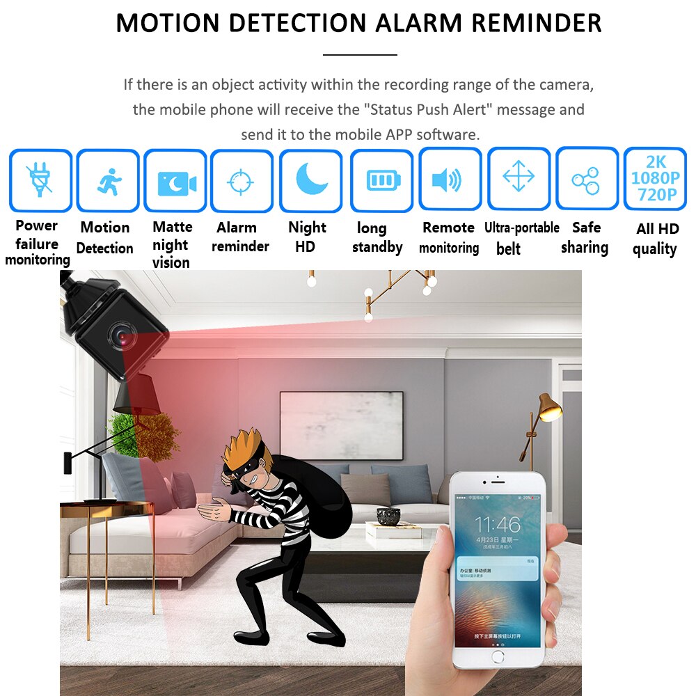 Skanto | Mini HD Bevegelsesdeteksjon Wifi Kamera