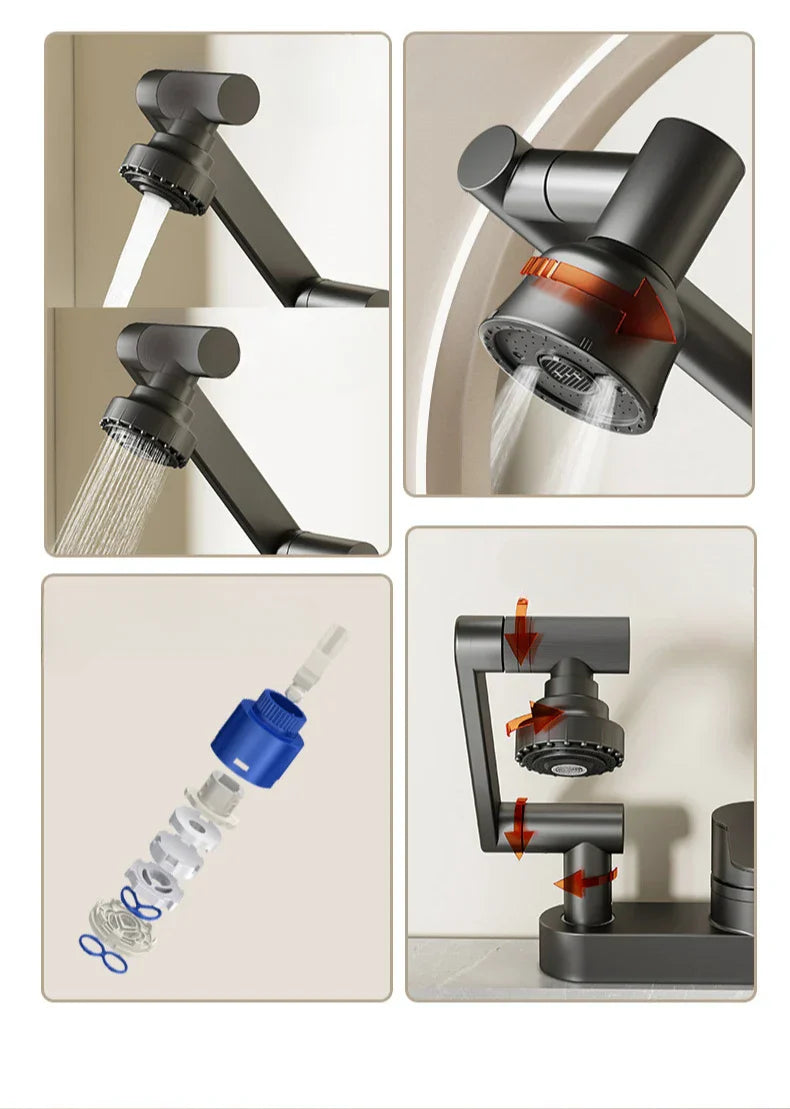 Aqua Twist Duo-Flex Servantbatteri – 360° svingende to-hulls blandebatteri for varmt og kaldt vann Skanto