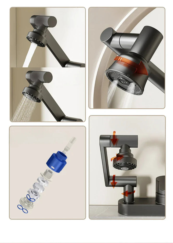 Aqua Twist Duo-Flex Servantbatteri – 360° svingende to-hulls blandebatteri for varmt og kaldt vann Skanto