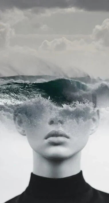 Modern Abstract Portrait Superposition Landscape Wall Art Canvas Print B&W Art for Modern Living Room Entryway Foyer Decor (Unframed) | Skanto
