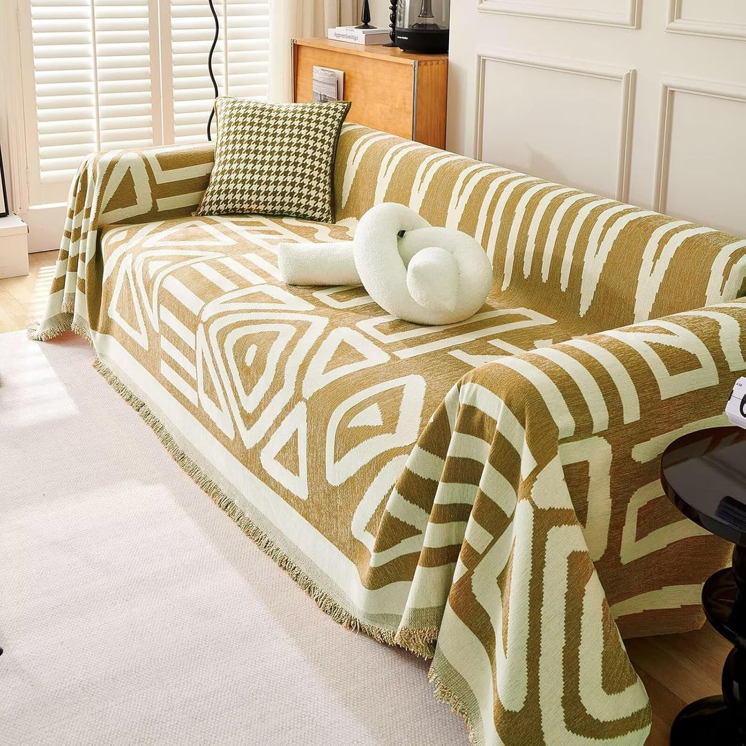 Geometrisk Boho Stil Sofa Trekk - Moderne, Stilig & Holdbar Sofa Beskyttelse | Skanto
