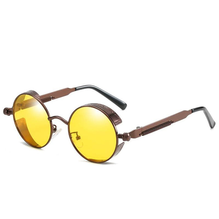 Vintage runde Steampunk-Sonnenbrille, polarisert, UV400