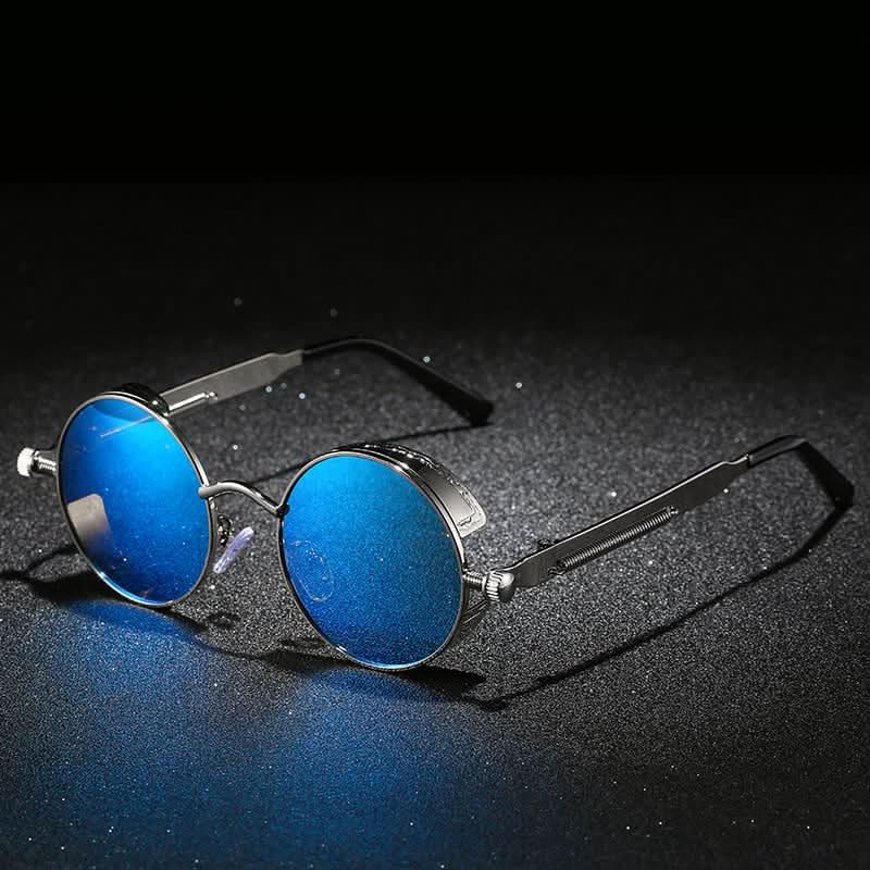 Vintage runde Steampunk-Sonnenbrille, polarisert, UV400