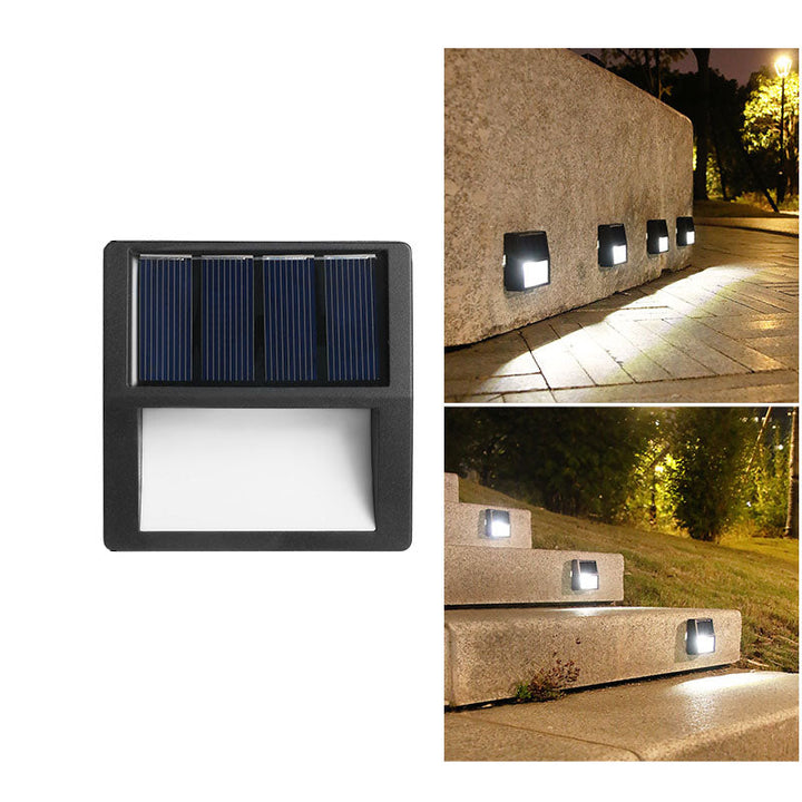 Rund/Firkantet LED solcelledrevet terrassetrappelys, vanntett, solcelledrevet, vanntett