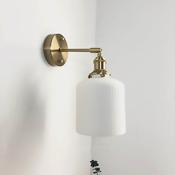 Skanto | Japansk Retro Minimalistisk Sylinder Oval Messing Lucite 1-Lys Vegglampe