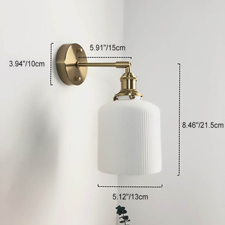 Skanto | Japansk Retro Minimalistisk Sylinder Oval Messing Lucite 1-Lys Vegglampe