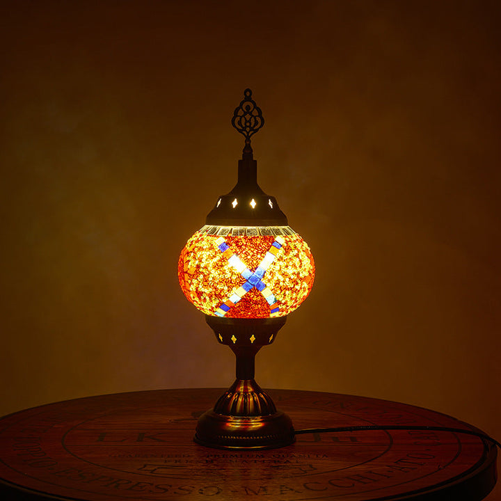 Skanto | Tradisjonell Tiffany romantisk oval jern emaljert 1-lampe bordlampe for soverommet