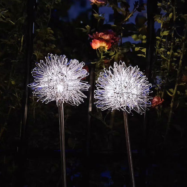 Solar Dandelion Aluminiumtråd Globe Lys LED Utendørs Vanntett Luminøs Hageinnsetting Bakkelys Landskapslys | Skanto