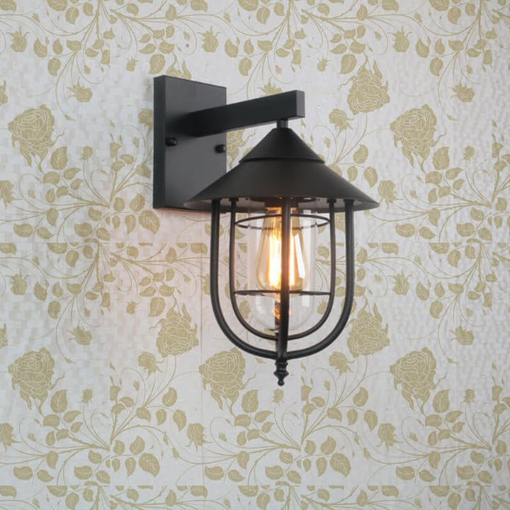 Vintage industriell jern lanterne innendørs utendørs 1-lys vegglampe | Skanto