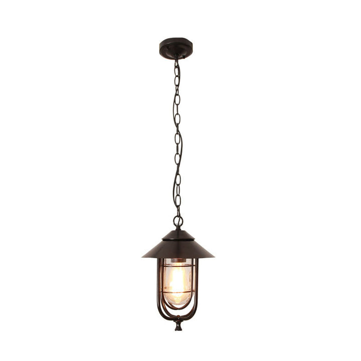 Industriell vintage aluminium bur glass 1-lampe utendørs vanntett pendellampe | Skanto