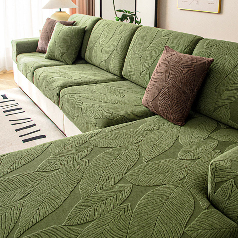 Norvo | Moderne Blader Jacquard Vanntett Anti-Ripe Stretch Full Dekke Sofa Dekke