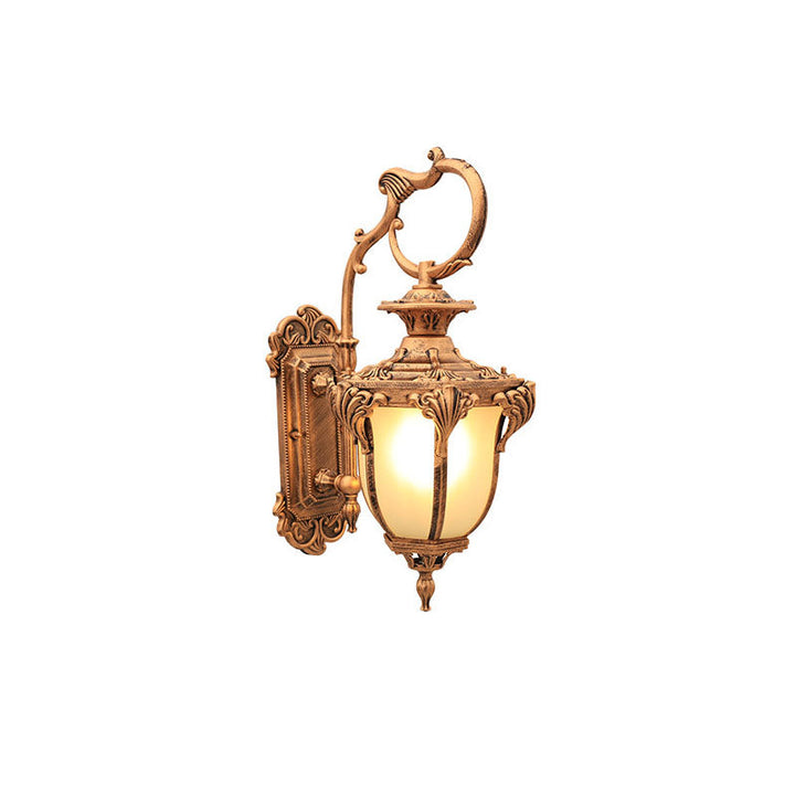 Europeisk Retro Aluminium Glass Utskåret Lantern 1-Lys Utendørs Vanntett Vegglampe | Skanto
