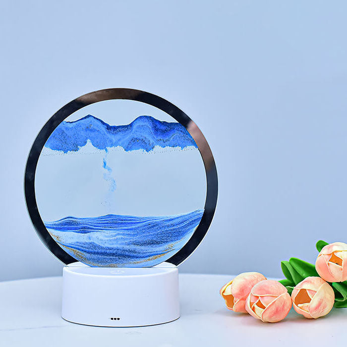 Skanto | Kreativ Rund Timeglass Quicksand 3D LED Nattlampe Bordlampe