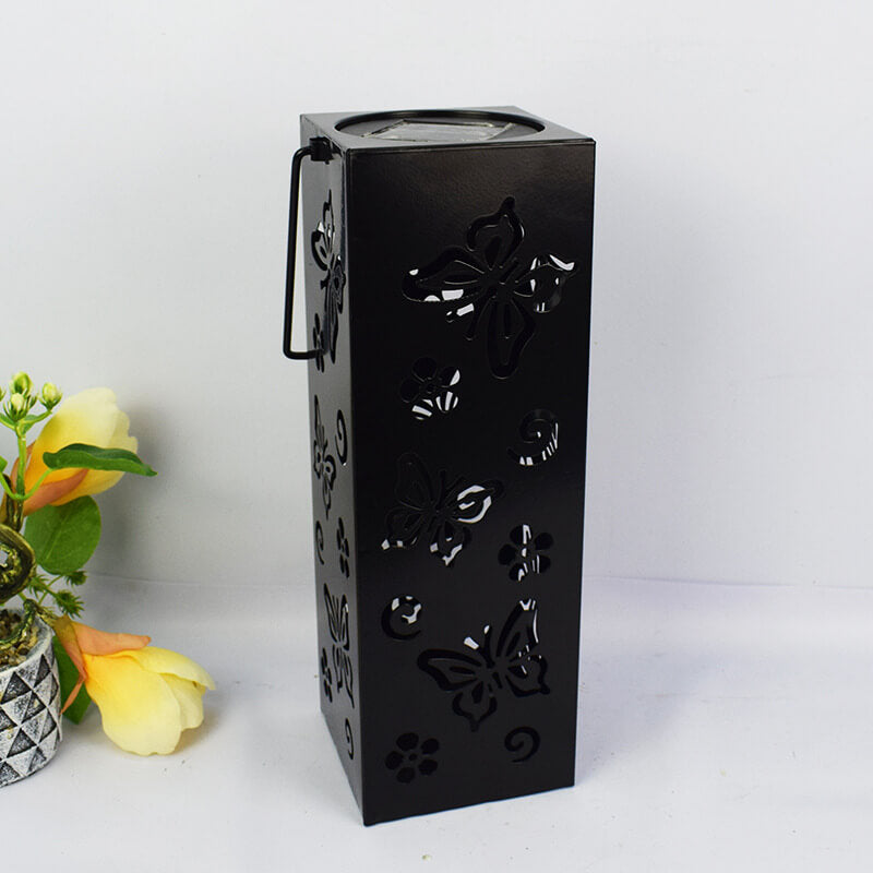 Skanto | Solar Butterfly Rose Pattern Hollow Column LED Utendørs Vanntett Dekorativ Lampe