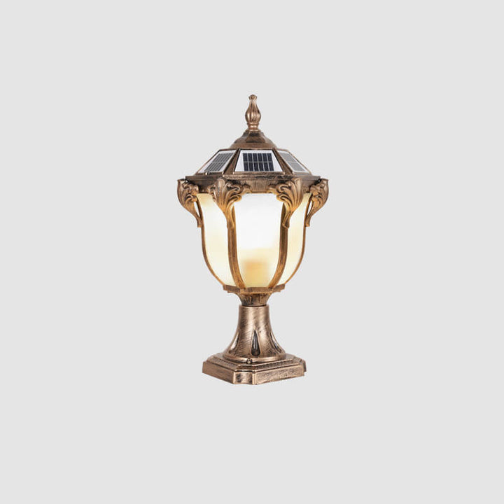 Europeisk retro hagelampe laget av støpt aluminium, glass, solcelledrevet, vanntett, for utendørs bruk