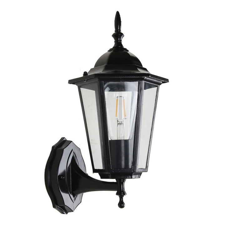 Moderne industriell hexagonal aluminiumsramme frostet glass 1-lykt utendørs vegglampe for hage | Skanto