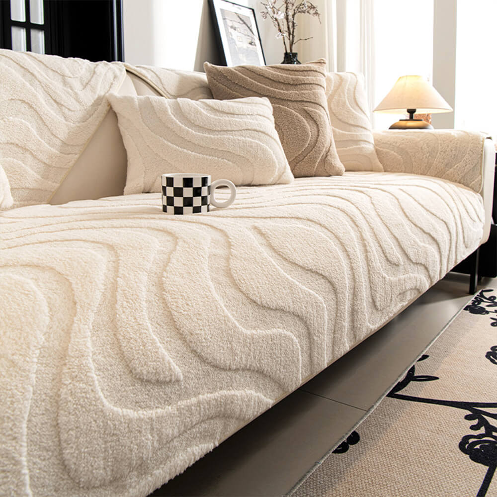Varm Plush Bøyd Jacquard Rutsjefri Sofa Beskyttelsestrekk | Skanto