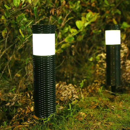 Skanto | Utendørs Solenergi Rattan Sylinderformet LED Hage Gress In-ground Landskapslys
