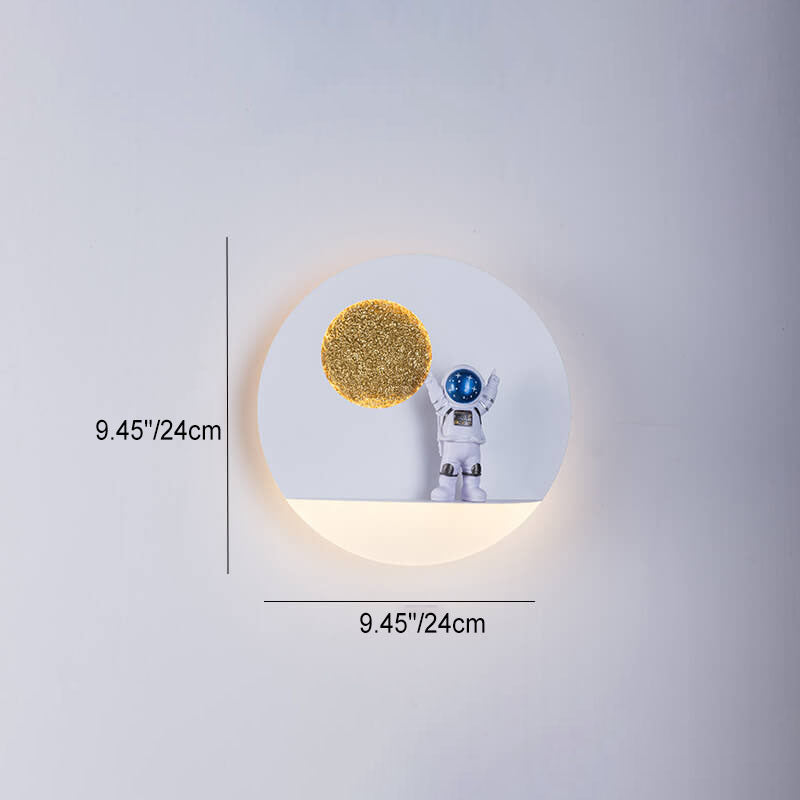 Skanto | Moderne Kreativ Jern Harpiks Rund Astronaut LED Vegglampe for Soverom