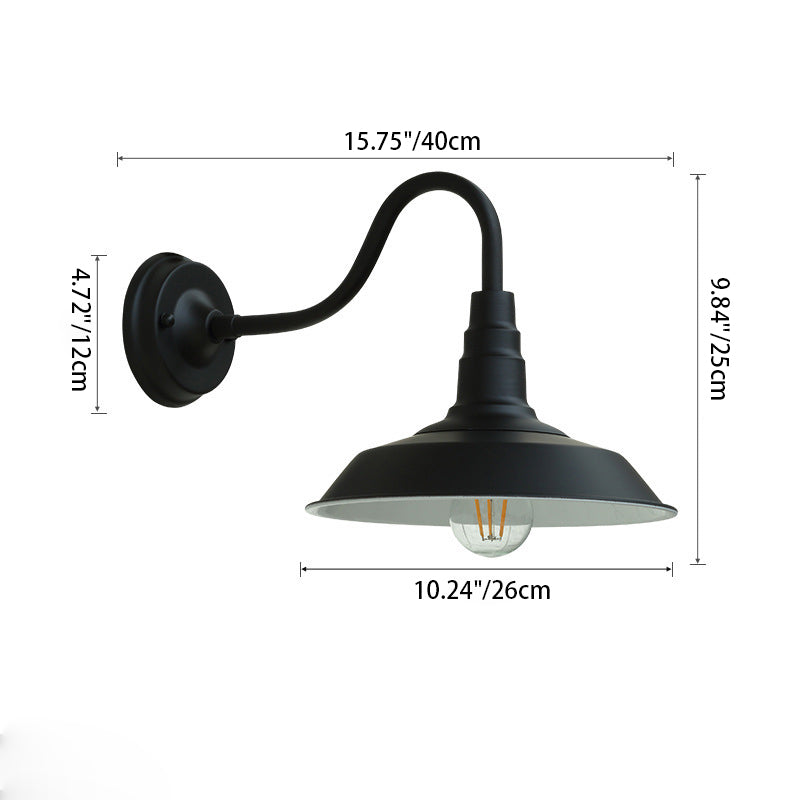 Skanto | Tradisjonell Vintage Jern Rund Skjerm 1-Lys Vegglampe For Spisestue