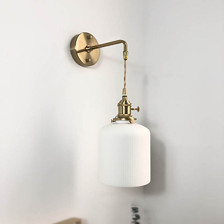 Skanto | Japansk Retro Minimalistisk Sylinder Oval Messing Lucite 1-Lys Vegglampe