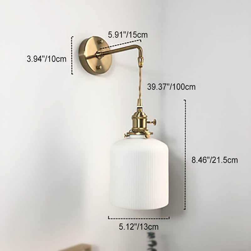 Skanto | Japansk Retro Minimalistisk Sylinder Oval Messing Lucite 1-Lys Vegglampe