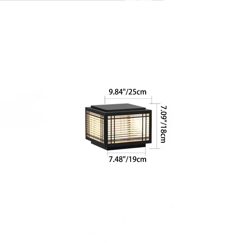 Tradisjonelt kinesisk kvadrat aluminium glass 1-lampe post hode lys for hage | Skanto